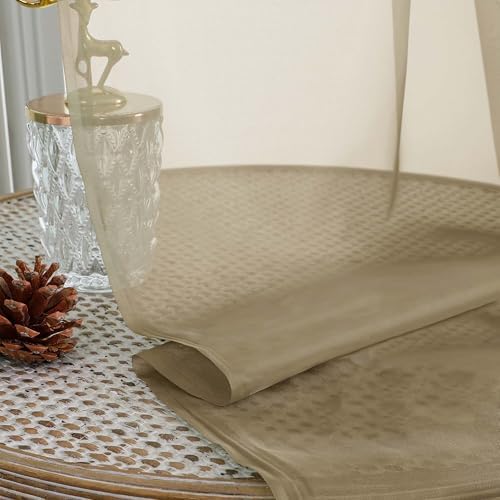 OWENIE Taupe Sheer Curtains 72 Inch Long 2 Panels for Living Room 59"