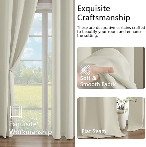 Simplebrand Natural Room Darkening Curtains for Bedroom Living Room