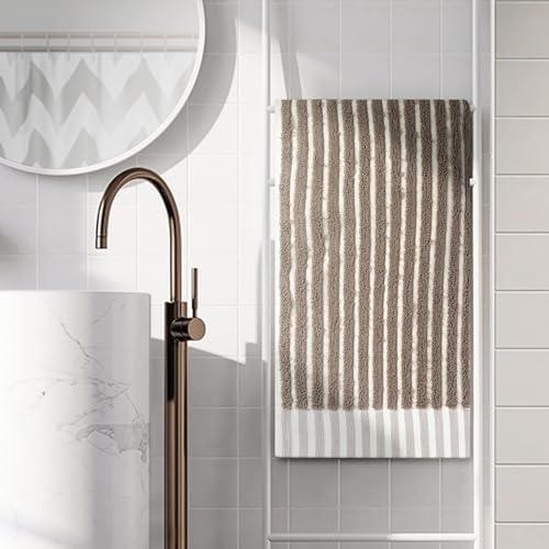 uxcell 100% Cotton Striped Soft Absorbent Jacquard Woven Hand Towels