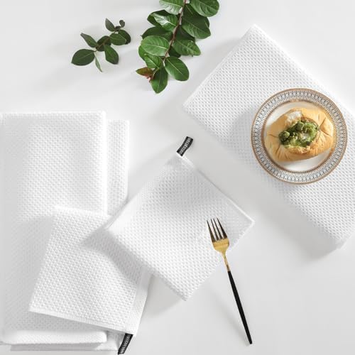 Homaxy 16 Pack 100% Cotton Kitchen Towels and Dishcloths Set, White