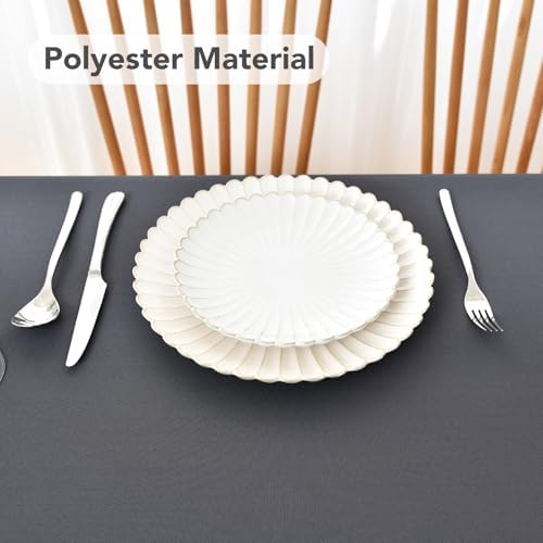 NEWISHER Oval Gray Tablecloth 60 x 102 inch, Polyester Oval Table