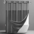 Ringless Waffle Shower Curtain with Snap in Liner Set, 71x74, Dark
