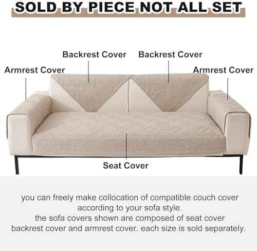 vctops Cotton Quilted Sofa Couch Cover, Coffee, 28"x28"