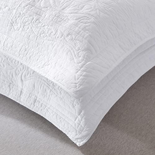 WINLIFE 100% Cotton Quilted Pillow Sham Floral Printed Pillow Cover