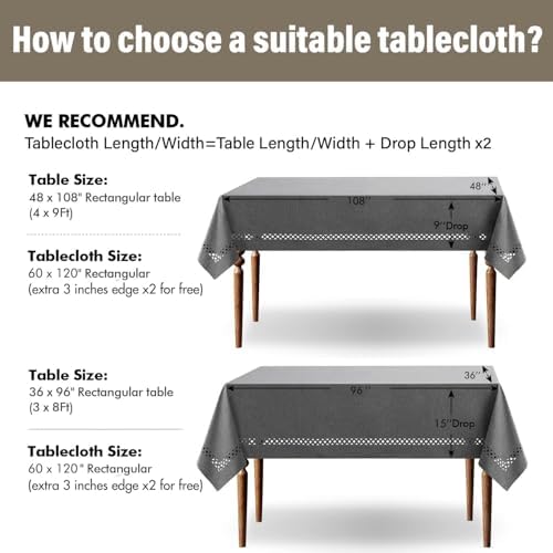 MIULEE Grey Rectangle Tablecloth with Decorative Cutouts 60x120 inch