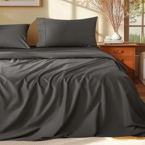 Shilucheng 100% Egyptian Long-Staple Cotton King Size Sheets 4 Piece