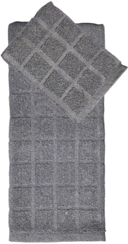 Set of 8, 100% Cotton Grey Window Panel Terry Kitchen Towel - 4