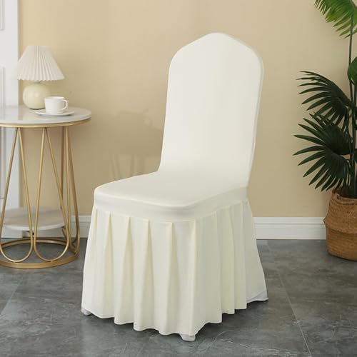 Qubjus 4 Pack Stretch Spandex Dining Chair Covers with Skirt