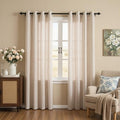 MYSKY HOME Taupe Striped Linen Curtains for Living Room 96 Inches 2