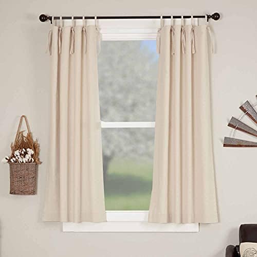 Piper Classics Market Place Natural Tie Top Panel Curtains, Set of 2