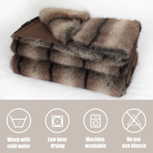 INCHGRASS Faux Mink Fur Blanket Luxury Fur Throw Blanket Sofa Fluffy
