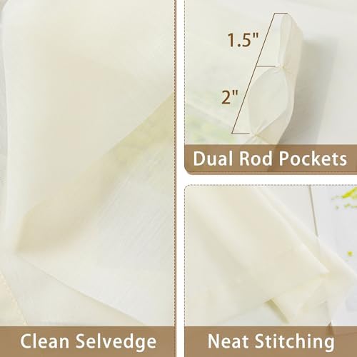 Ivory Sheer Curtains 96 Inches Long Rod Pocket