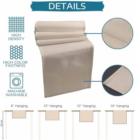 Beige Pure Color Placemats Set of 6 with 90 Inches Long Table Runners
