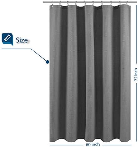 Barossa Design Waffle Weave Shower Curtain Fabric 60 x 72 Inch, Gray