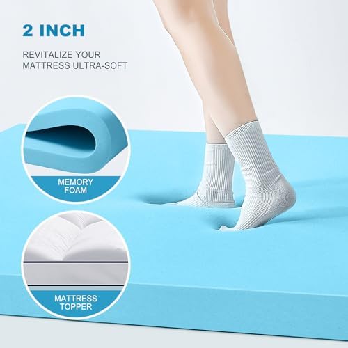 MASVIS Queen Size Dual Layer 4 Inch Memory Foam Mattress Topper