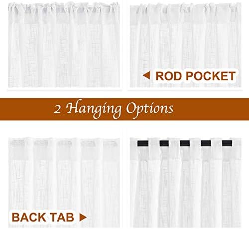NICETOWN White Semi Sheer Living Room Curtains 108 inches Long, Rod