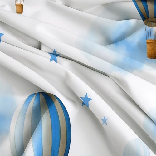 King Duvet Cover Reversible Design, Watercolor Hot Air Balloon Soft
