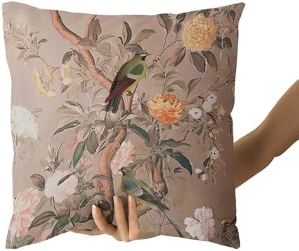 Vintage Floral Pillow Covers 18x18 Inch Red and Brown Floral