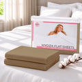 King Flat Sheet Only, 100% Percale Cotton Sheets, Taupe