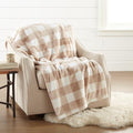 Crafted by Catherine Buffalo Plaid Taupe Velvet Plush Throw Oversized