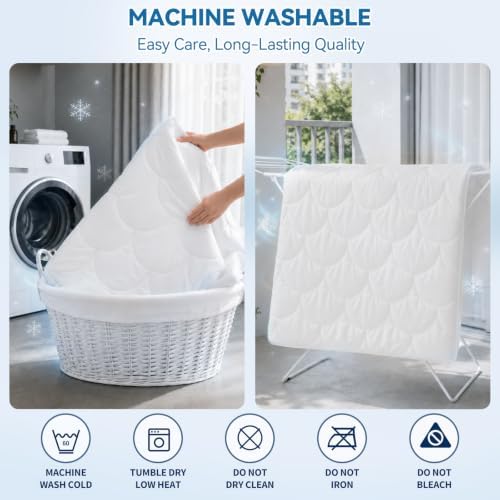 Cooling Mattress Pad Queen, Breathable Quilted Fitted Mattress