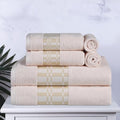 SUPERIOR 6-Piece Cotton Towel Set, Geometric Design, Dobby Border