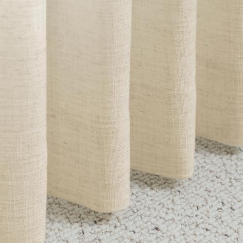 TWOPAGES Linen Room Darkening Rod Pocket Curtain, Sand Beige, 50Wx108L