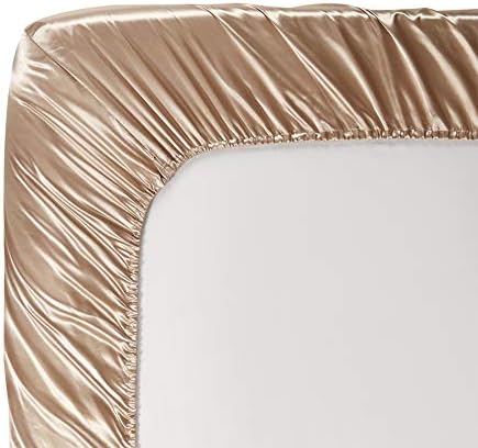 AiMay 6 Piece Satin Bedding Sheet Set Queen Taupe Deep Pocket 1800