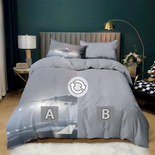 3 Piece Duvet Cover Set, King Printed Duvet Cover, Neutral Gray
