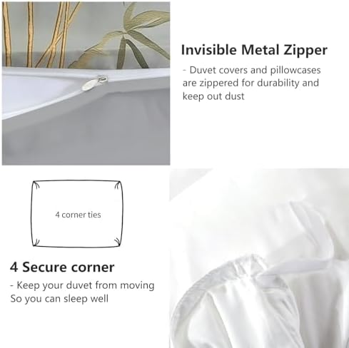 King Duvet Cover Set Minimalist Plant Bamboo Soft Microfiber
