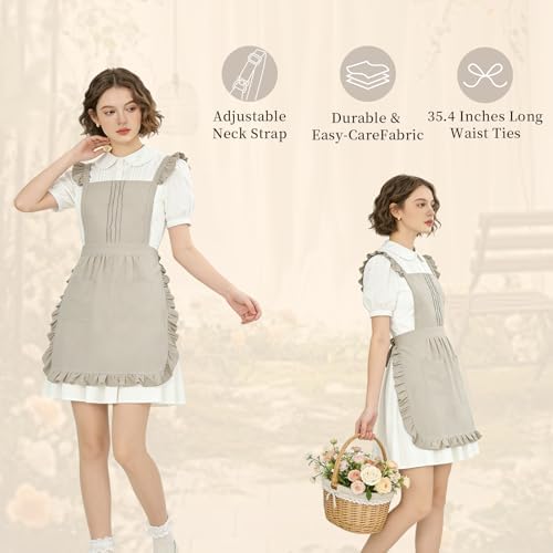 Vintage Ruffle Apron for Women, Cute Kitchen Apron for Cook