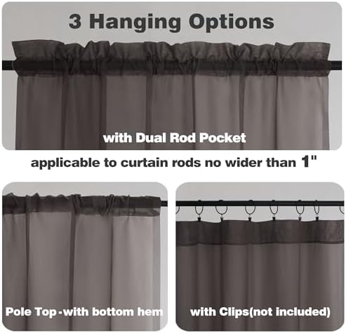 Chyhomenyc Chocolate Brown Sheer Curtains 72 Inch Length 2 Panels