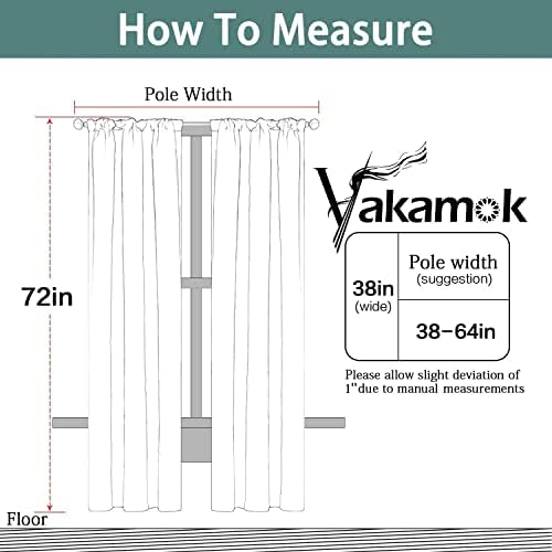 Yakamok 72 Inches Light Beige Rod Pocket Blackout Curtains for Bedroom