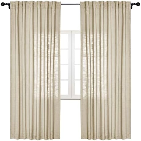 cololeaf Linen Curtains Natural White Curtains 84 inches Long Neutral