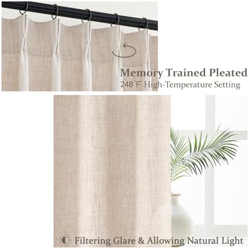 PleatedDrapes Modern Farmhouse Style Light Filtering Curtains for