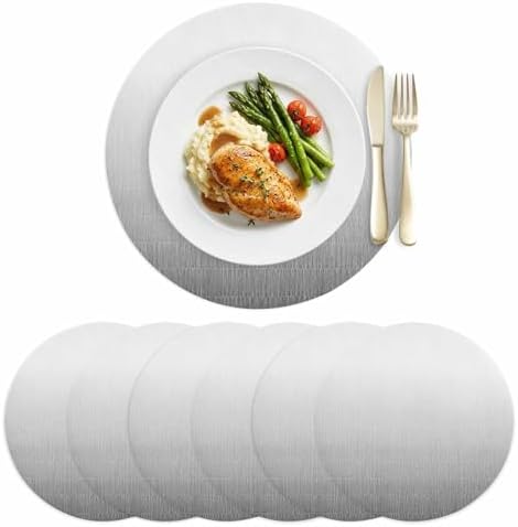 Minimalist Steel Gray Faux Leather Placemats Set of 6, 15in
