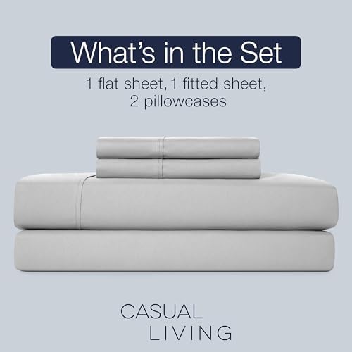 Casual Living Twin XL Sheet Set, Cooling Sheets, 4-Piece, Gray