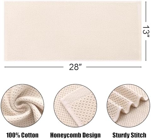 Kitinjoy 100% Cotton Waffle 6-Pack Kitchen Towels, 13" x 28", Beige