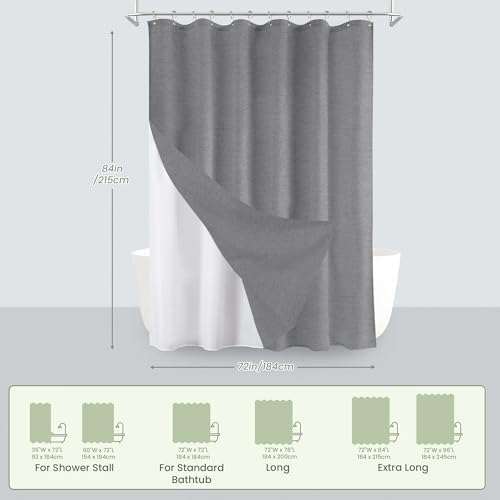 Inhousolu Boho Farmhouse Shower Curtain with Fabric Liner Set, Luxury