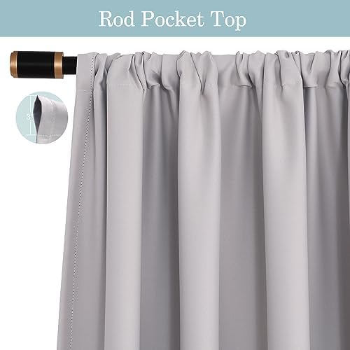 Fcosie Blackout Curtains 63 inches Long Thermal Insulated Room