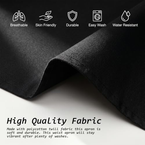 12 Pack Server Aprons With 3 Pockets Black Waist Apron Black Aprons