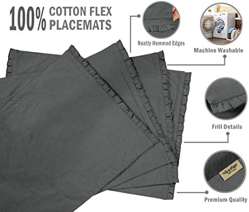 Gray Home Decor Washable Dining Table Mats Reversible Cotton Flex