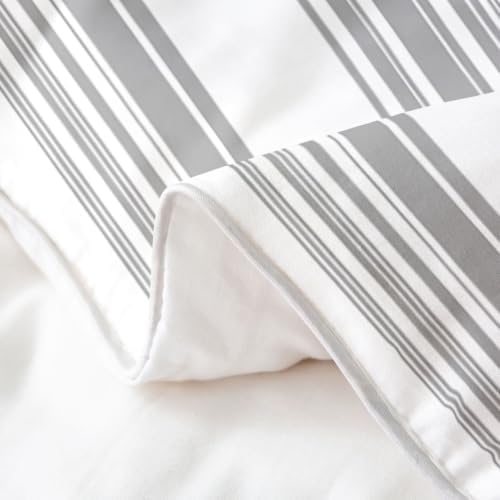 Erosebridal Grey Minimalist Striped 100% Cotton Duvet Cover King