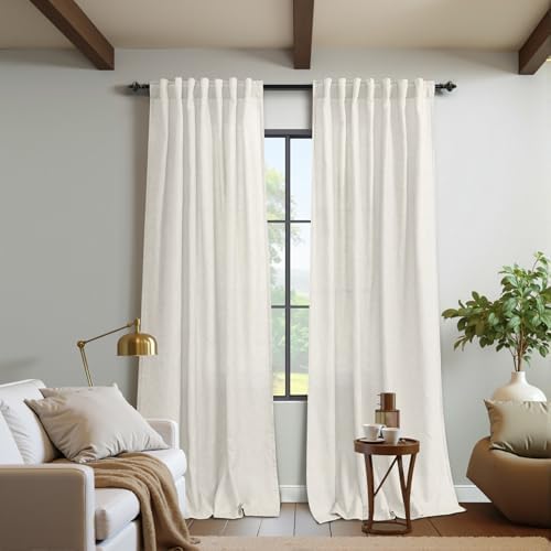 KOUFALL Linen Sheer Curtains 63 Inch Length for Living Room,2 Panel