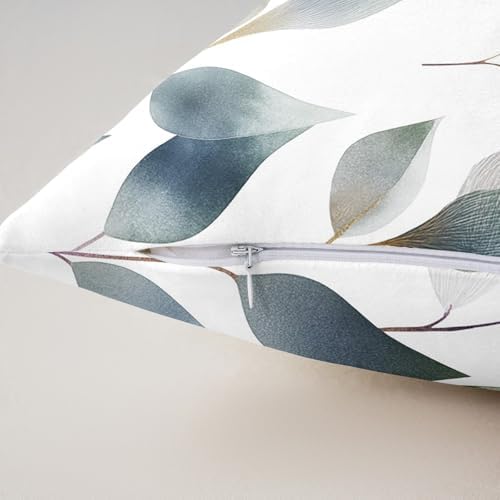 Set of 2 Leaves Throw Pillow Covers 22x22 Spring Botanical Pillow