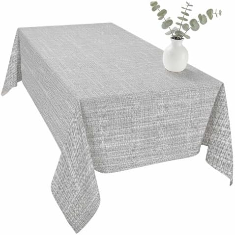 Rustic Light Gray Table Cloth Waterproof Tablecloths, Farmhouse Solid