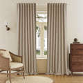 DUALIFE Blackout 96 Inches Long Taupe Curtains 2 Panel Set, Farmhouse