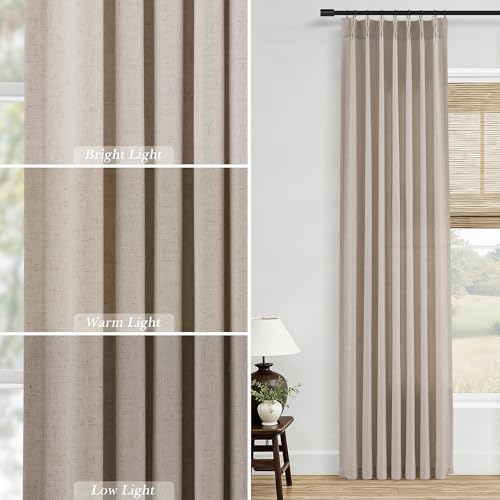 Aersas Taupe Burlywood Pinch Pleated Linen Curtains 84 Inches Long 2