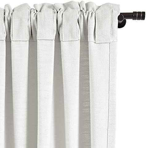 Frelement Off White Linen Curtains Back Tab & Rod Pocket Indoor Drapes