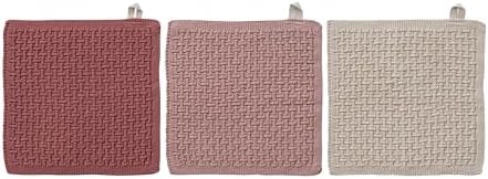 Creative Co-Op 3-Piece Cotton Knit Dish Cloths, Multicolor